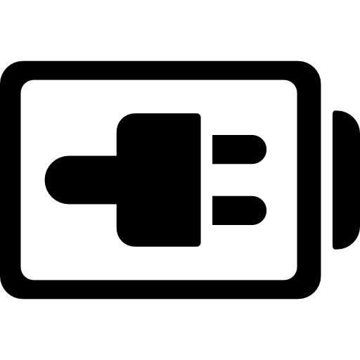 Plug sign on battery outline symbol